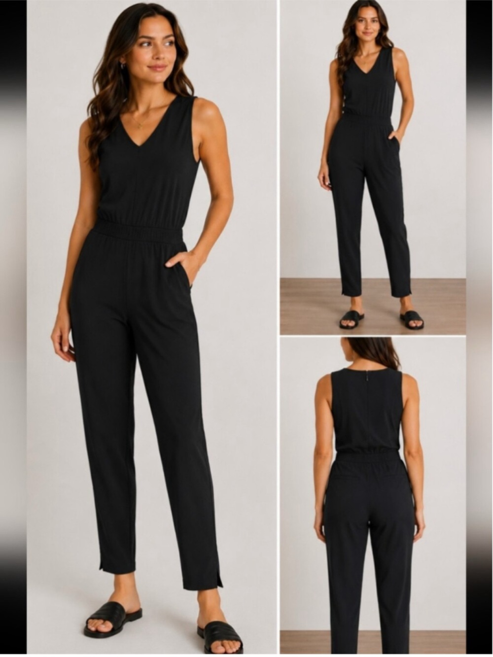 Athleta Brooklyn black travel jumpsuit size 16 EUC